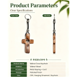 Walnut Wood Thumb Pocket Cross Keychain Pendant & Comfort Holding Cross