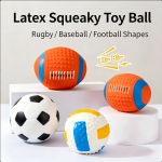 Squeaky Dog Toy Ball (Durable Latex/Vinyl Soccer, Volleyball & Rugby Ball for Dogs)
