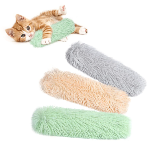 Plush Cat Pillow Toy with  Crinkle Paper (Soothing Companion Toy for Cats)