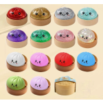 Kawaii Steam Dumpling Squishy Toy with Mini Basket - Ultra-Soft Slow Rebound Stress Relief Fidget Toy for Kids & Adults