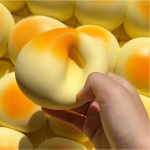 The soy milk slows back to the squeezing toy